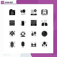 Modern Set of 16 Solid Glyphs Pictograph of console sketch c engineering design development Editable Vector Design Elements