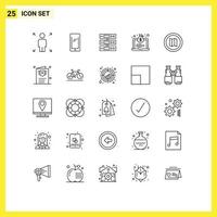 25 User Interface Line Pack of modern Signs and Symbols of holiday bag server economy files Editable Vector Design Elements