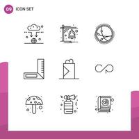 Editable Vector Line Pack of 9 Simple Outlines of fast food engineering worldwide construction network Editable Vector Design Elements