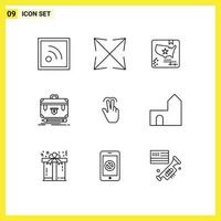 Set of 9 Modern UI Icons Symbols Signs for mobile gestures map portfolio financial Editable Vector Design Elements
