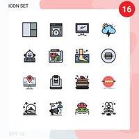 16 Creative Icons Modern Signs and Symbols of emotional artificial device android weather Editable Creative Vector Design Elements