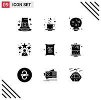 9 Universal Solid Glyphs Set for Web and Mobile Applications farm star bones manager avatar Editable Vector Design Elements