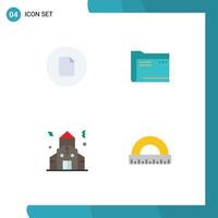 4 Flat Icon concept for Websites Mobile and Apps document file ui computer building Editable Vector Design Elements