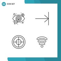 Stock Vector Icon Pack of 4 Line Signs and Symbols for eye badge view end wifi Editable Vector Design Elements