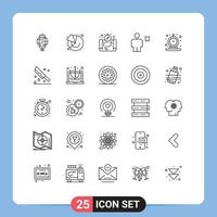 Pack of 25 Modern Lines Signs and Symbols for Web Print Media such as clock timer map human avatar Editable Vector Design Elements