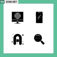 Set of 4 Modern UI Icons Symbols Signs for communication inflatable boat web mobile travel Editable Vector Design Elements