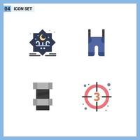 Set of 4 Vector Flat Icons on Grid for star carpenter stamp clothes engineering Editable Vector Design Elements