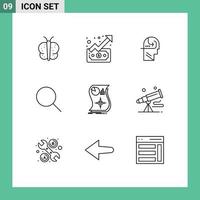 Set of 9 Vector Outlines on Grid for love ui learning basic search Editable Vector Design Elements