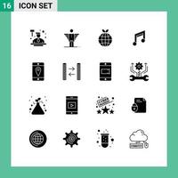 Universal Icon Symbols Group of 16 Modern Solid Glyphs of mobile mobile investor design app Editable Vector Design Elements