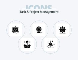 Task And Project Management Glyph Icon Pack 5 Icon Design. badge . award . startup. presentation vector