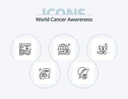 World Cancer Awareness Line Icon Pack 5 Icon Design. presentation. cancer day. arrow. sign. female vector