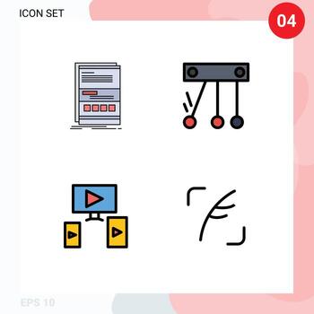 4 4 usuario interfaz línea de relleno plano color paquete de moderno señales y símbolos de navegador vídeo página Ciencias gorjeo editable vector diseño elementos
