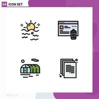 4 Creative Icons Modern Signs and Symbols of sea farming sun folder greenhouse Editable Vector Design Elements