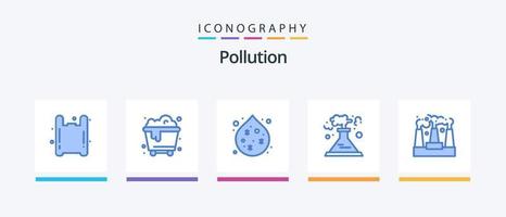 Pollution Blue 5 Icon Pack Including . waste. production. Creative Icons Design vector