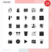 25 User Interface Solid Glyph Pack of modern Signs and Symbols of user cooler seo computer game Editable Vector Design Elements