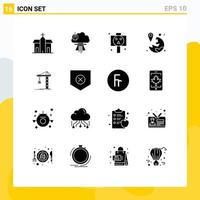 Universal Icon Symbols Group of 16 Modern Solid Glyphs of marker location special gps horror Editable Vector Design Elements