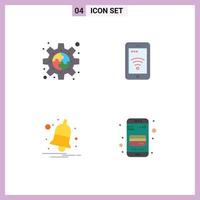 4 Universal Flat Icons Set for Web and Mobile Applications connect bell plugin sign notify Editable Vector Design Elements