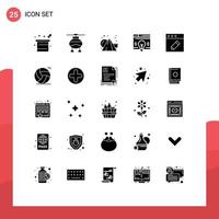 Group of 25 Solid Glyphs Signs and Symbols for app webpage vehicles web cubes Editable Vector Design Elements