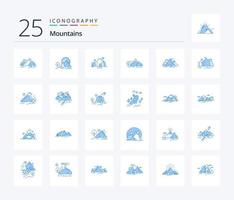 montañas 25 azul color icono paquete incluso colina. árbol. paisaje. montaña. paisaje vector