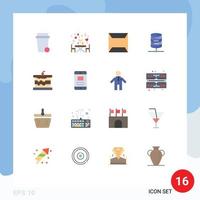 Flat Color Pack of 16 Universal Symbols of food bread envelope bakery money Editable Pack of Creative Vector Design Elements