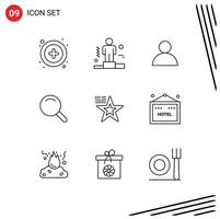 Pack of 9 creative Outlines of hotel flag avatar american ui Editable Vector Design Elements