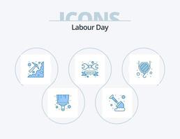Labour Day Blue Icon Pack 5 Icon Design. construction. wrench. digging. tool. badge vector