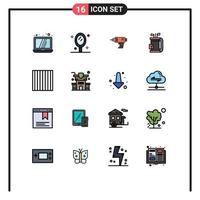 Universal Icon Symbols Group of 16 Modern Flat Color Filled Lines of food golf power equipment bag Editable Creative Vector Design Elements