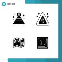 Universal Icon Symbols Group of 4 Modern Solid Glyphs of career paper signaling newspaper computer Editable Vector Design Elements