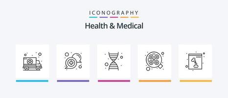 salud y médico línea 5 5 icono paquete incluso . enfermedad. laboratorio. hospital cuadro. informes. creativo íconos diseño vector