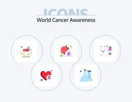 World Cancer Awareness Flat Icon Pack 5 Icon Design. sick. illness. laboratory. disease. care vector