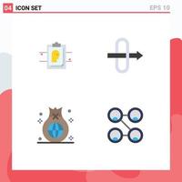 User Interface Pack of 4 Basic Flat Icons of report global user id bag connections Editable Vector Design Elements