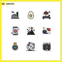 Set of 9 Modern UI Icons Symbols Signs for dollar mountain paradise flag mobile Editable Vector Design Elements
