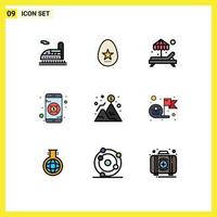 Set of 9 Modern UI Icons Symbols Signs for dollar mountain paradise flag mobile Editable Vector Design Elements