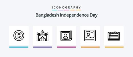 Bangladesh independencia día línea 5 5 icono paquete incluso edificio. asiático. bangladesh bandera. dinero. creativo íconos diseño vector