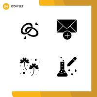 Pack of 4 Modern Solid Glyphs Signs and Symbols for Web Print Media such as ring ireland engagment ring message patrick Editable Vector Design Elements