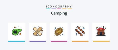 cámping línea lleno 5 5 icono paquete incluso . silla. garabatear. cámping. creativo íconos diseño vector