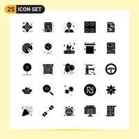 Set of 25 Modern UI Icons Symbols Signs for back to school gdpr safety worker file data Editable Vector Design Elements