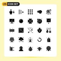 Group of 25 Modern Solid Glyphs Set for real estate home planning zeppelin dots Editable Vector Design Elements