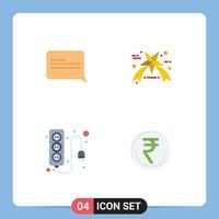 Pack of 4 Modern Flat Icons Signs and Symbols for Web Print Media such as chat power supply black friday electronics currency Editable Vector Design Elements