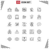 Set of 25 Modern UI Icons Symbols Signs for programming mind hotel user print Editable Vector Design Elements