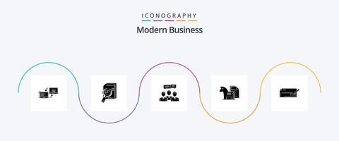 Modern Business Glyph 5 Icon Pack Including meeting. consulting. analytic. business. graph vector