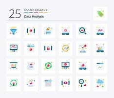 Data Analysis 25 Flat Color icon pack including monitoring. business. mobile. management. graph vector