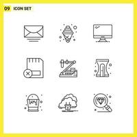 Set of 9 Modern UI Icons Symbols Signs for removed devices computer computers pc Editable Vector Design Elements