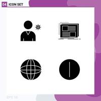 Editable Vector Line Pack of 4 Simple Solid Glyphs of controls web content page on Editable Vector Design Elements