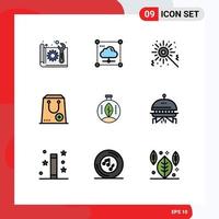 Pictogram Set of 9 Simple Filledline Flat Colors of package commerce secure buy birthday Editable Vector Design Elements