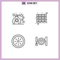 Set of 4 Commercial Filledline Flat Colors pack for gift food fragrance furniture kiwi Editable Vector Design Elements