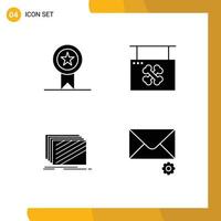 Stock Vector Icon Pack of 4 Line Signs and Symbols for badges design stamp hanging layout Editable Vector Design Elements