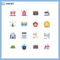Mobile Interface Flat Color Set of 16 Pictograms of money banking bag payments portfolio Editable Pack of Creative Vector Design Elements