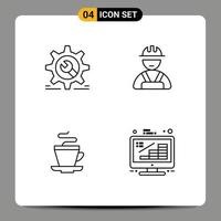 4 Universal Line Signs Symbols of setting cup wrench construction indian Editable Vector Design Elements