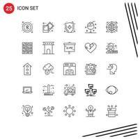 Set of 25 Modern UI Icons Symbols Signs for computer internet medical insurance globe ice Editable Vector Design Elements